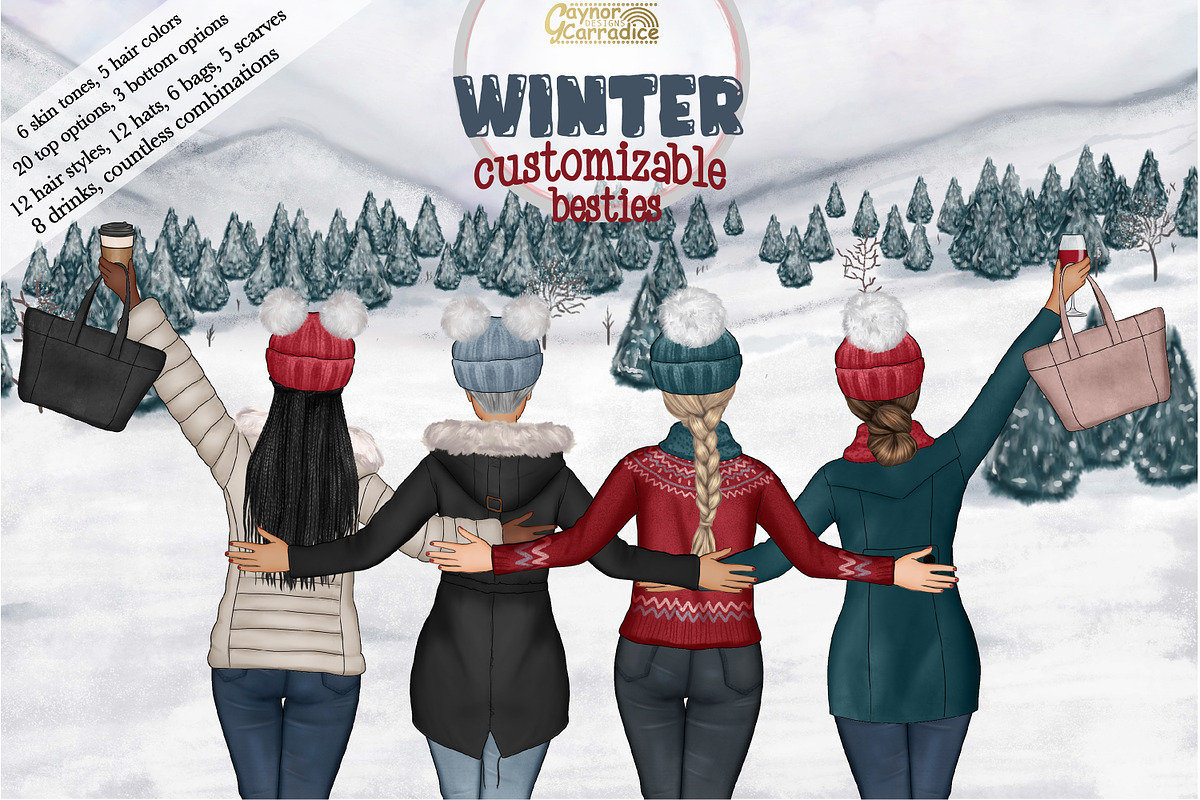 Winter Besties Portrait Creator, an Illustration by Gaynor Carradice Designs (Photo 1 of 6)
