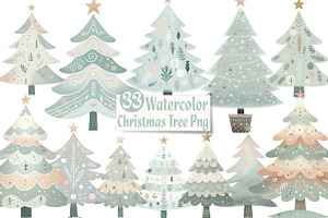 Nordic Christmas Tree Clipart, an Illustration by CreationArt