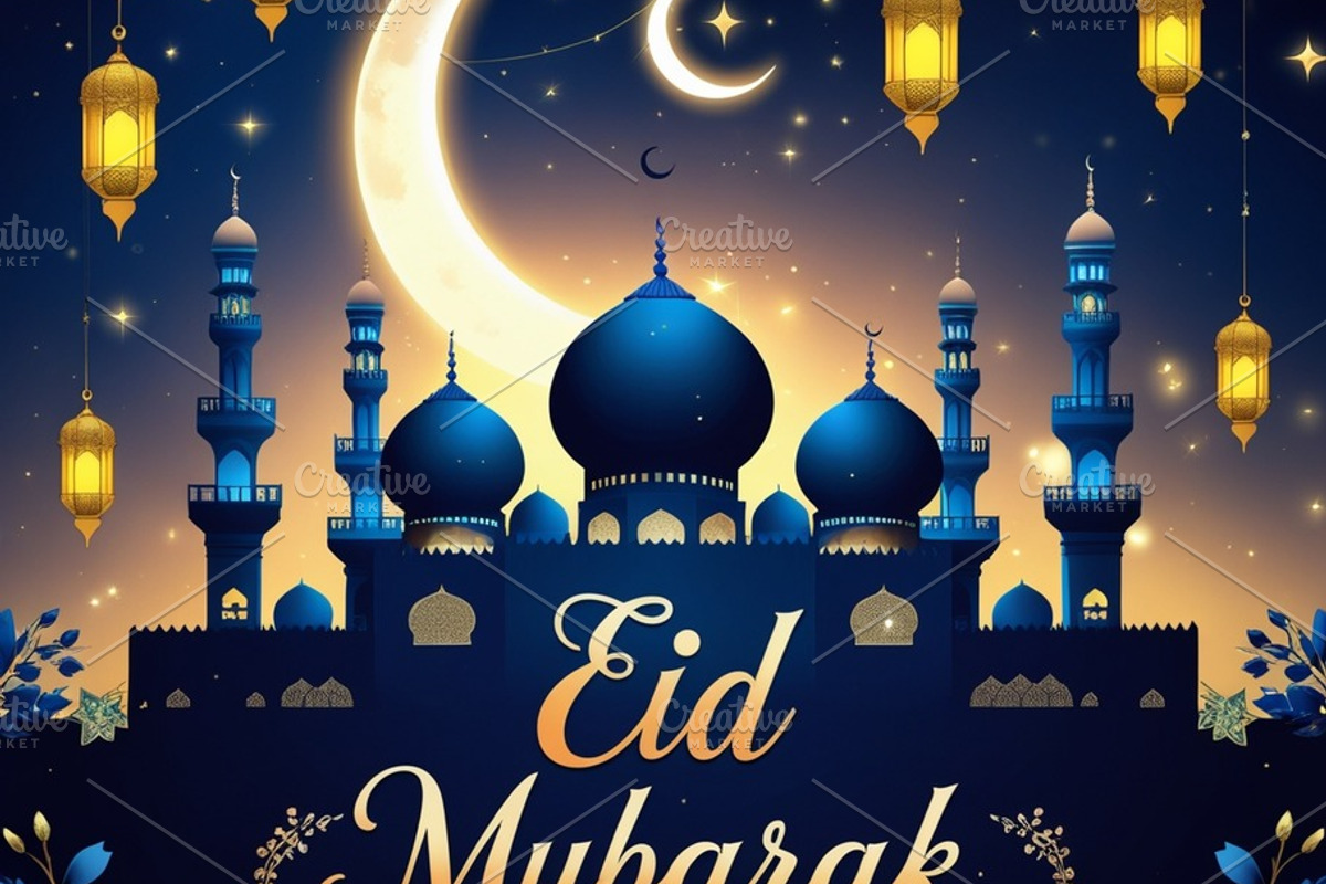 Modern Eid Mubarak Greeting Card, a Photo by microtasker (Photo 2 of 2)