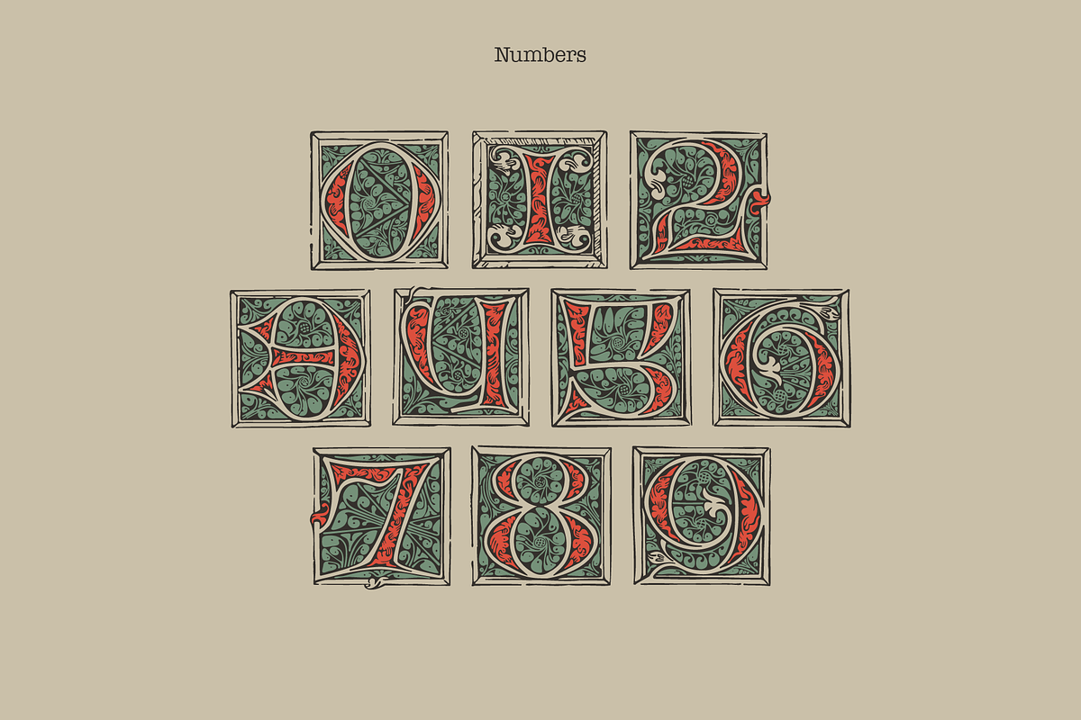 Medieval Initials. Gothic Drop caps, a Blackletter Font by kaer_shop (Photo 9 of 12)