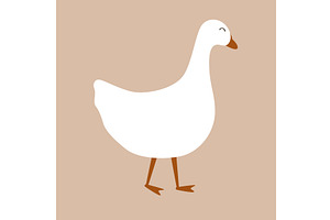 Cute domestic goose isolated on, an Animal Illustration by Toltemara