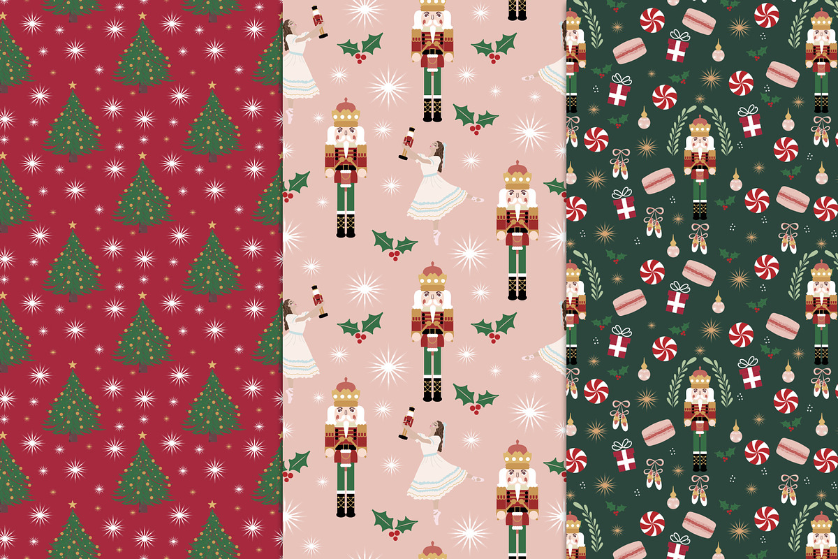 Nutcracker Seamless Patterns, a Pattern Graphic by The Audacious Brush (Photo 3 of 6)