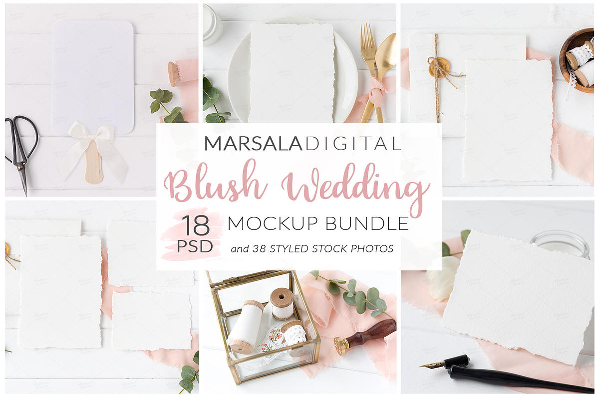 Elegant Blush Wedding Mockup Bundle, a Packaging Mockup by Marsala Digital (Photo 17 of 17)