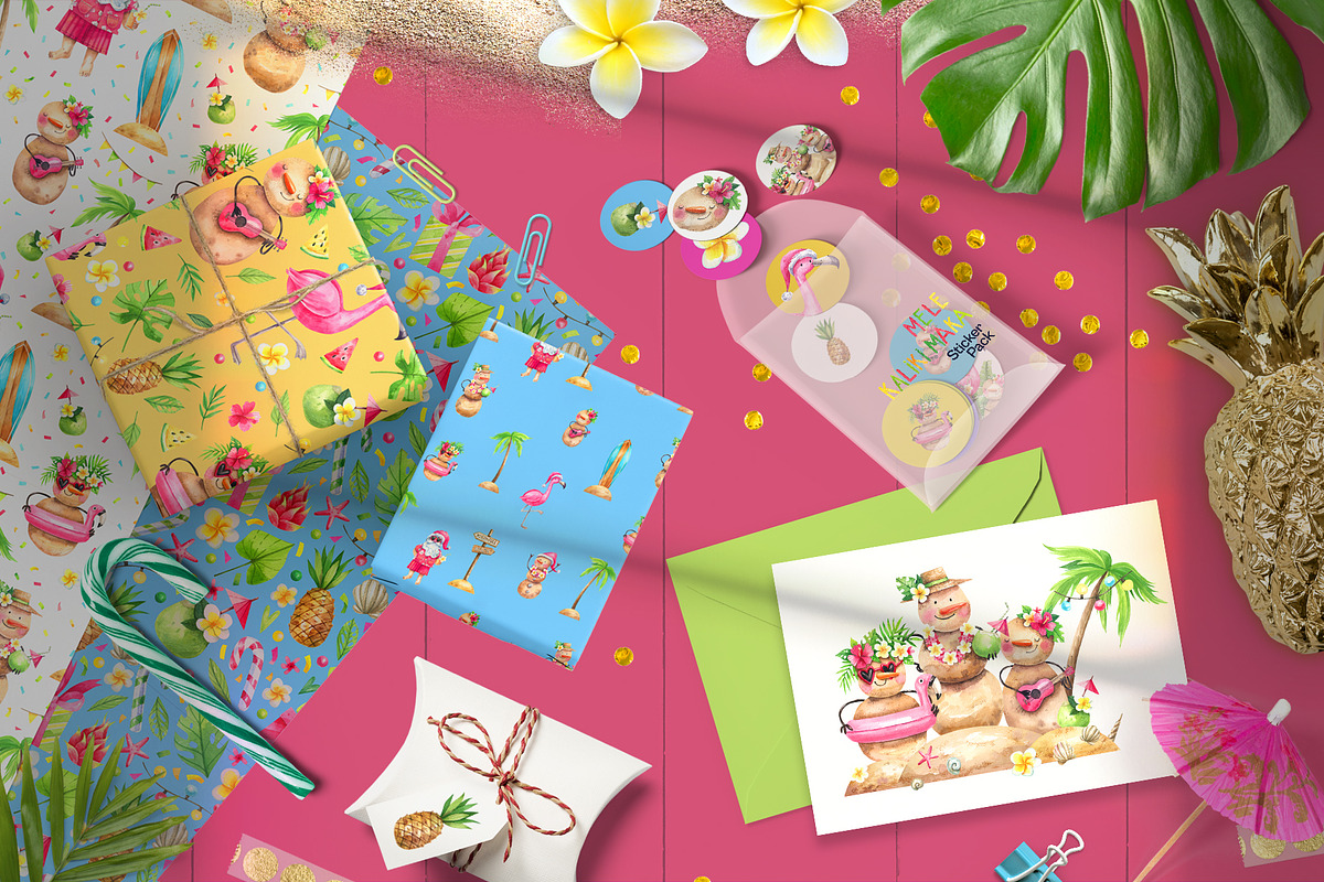 Tropical New Year Party, a Texture Illustration by Watercolor by Tonia Tkach (Photo 9 of 10)