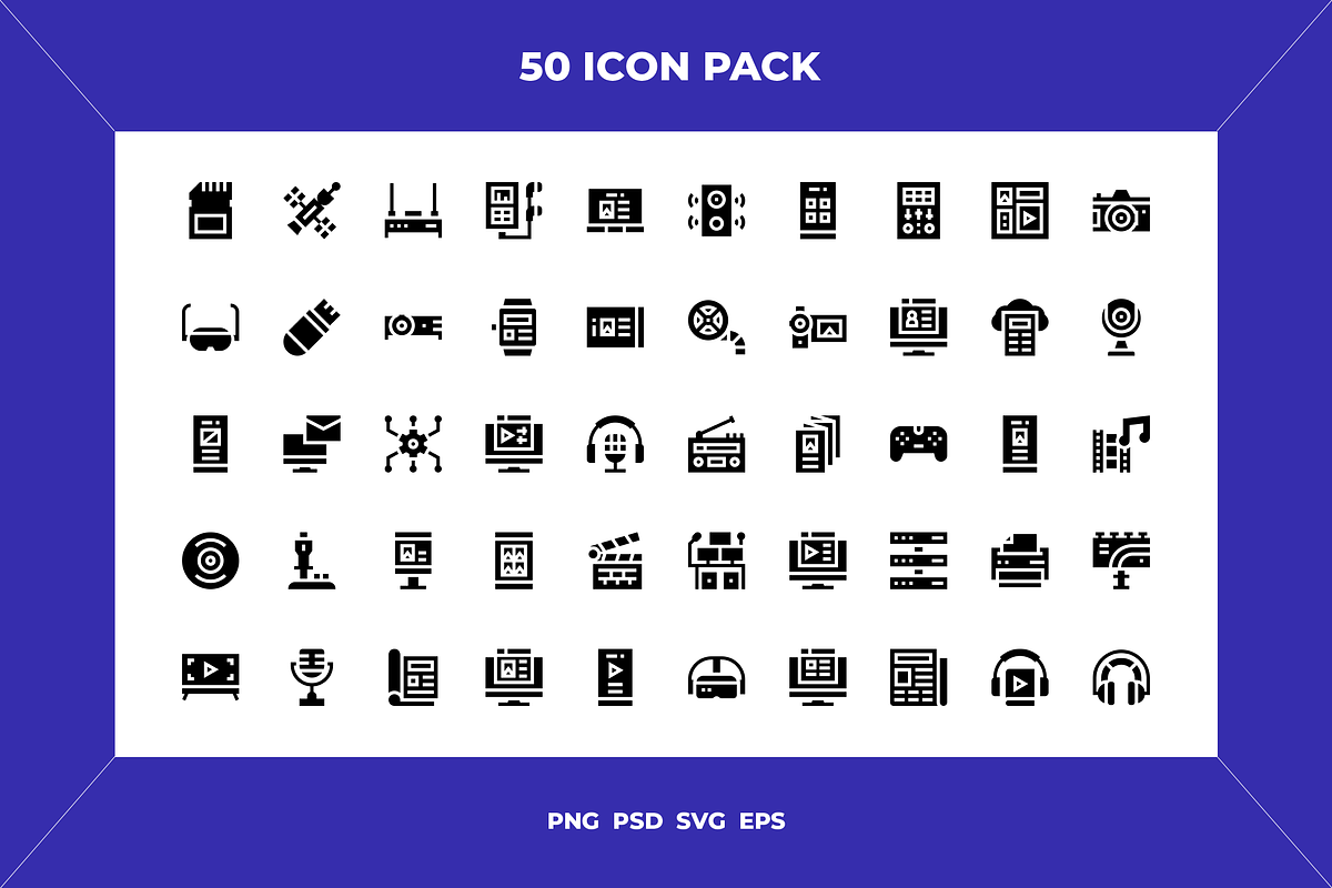 Multimedia icons, an Outline Icon by Wencory (Photo 1 of 2)