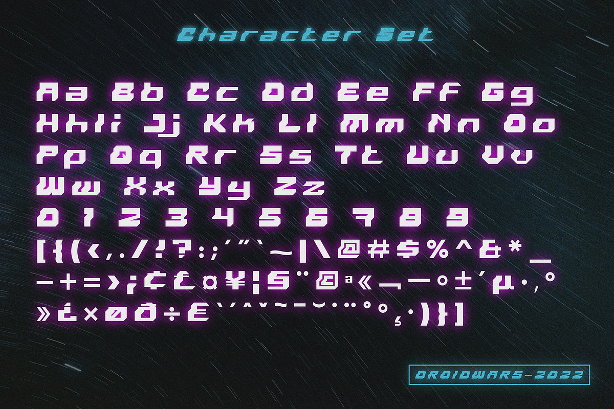 Droid Wars - Futuristic Font, a Font by Snape Design Studio (Photo 2 of 5)