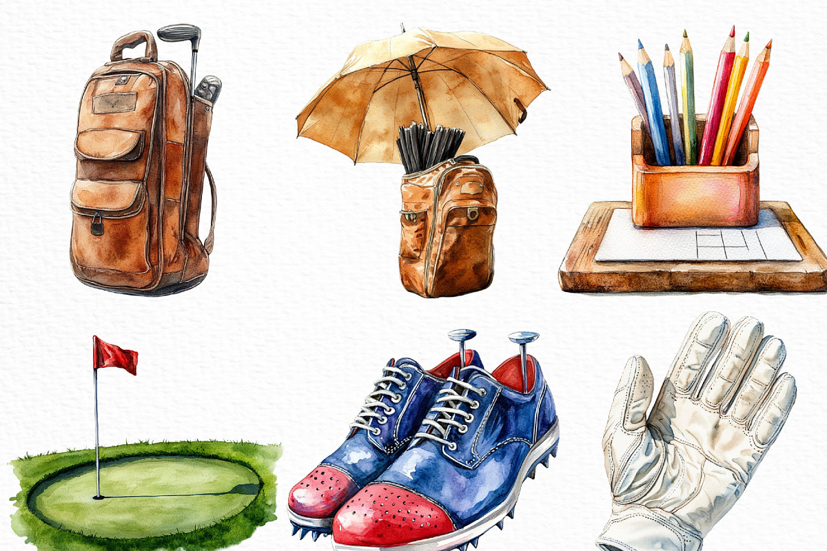 Watercolor Golf Court Clipart Bundle, an Illustration by Craft Nest (Photo 2 of 6)