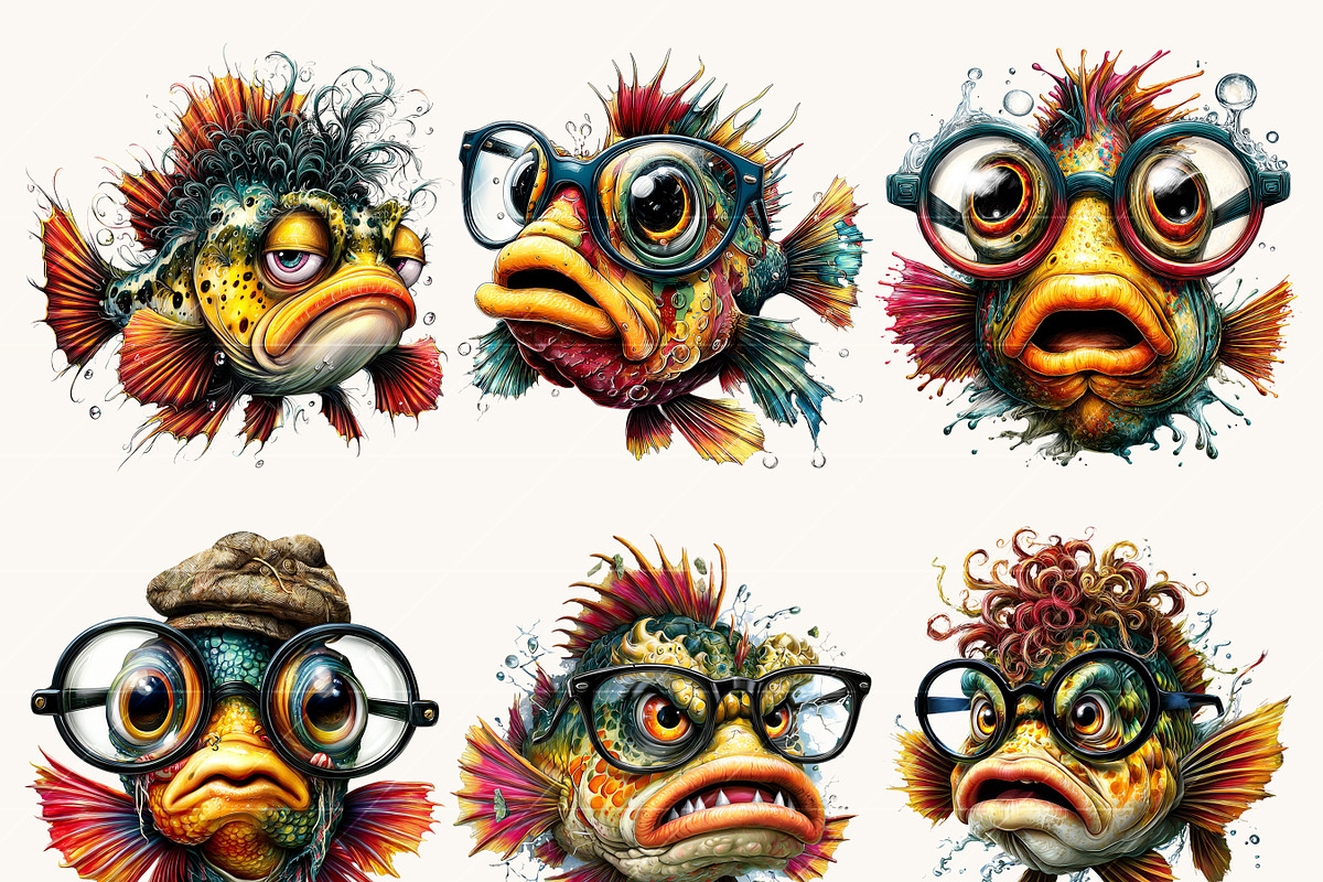Whimsical Fish Clipart Bundle, an Animal Illustration by Design Scotch (Photo 2 of 8)