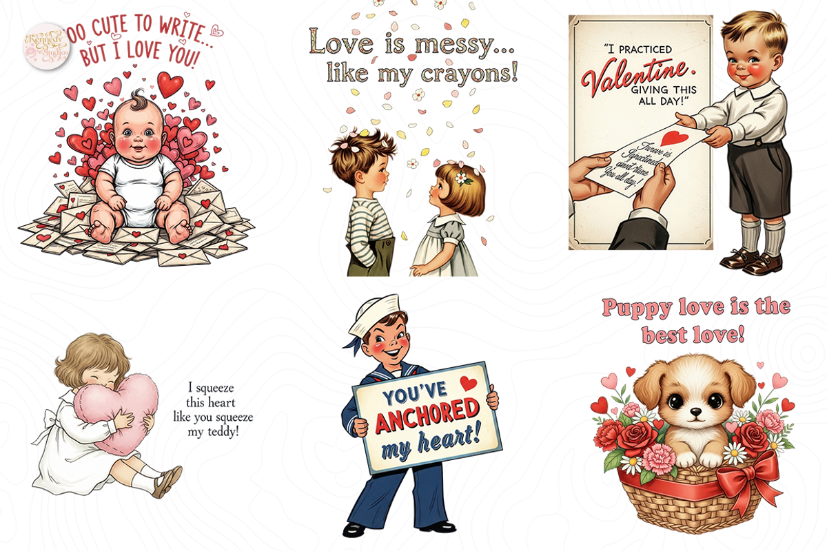 Vintage Valentine PNG Clipart Retro, a Person Illustration by KennedyStudio (Photo 3 of 4)