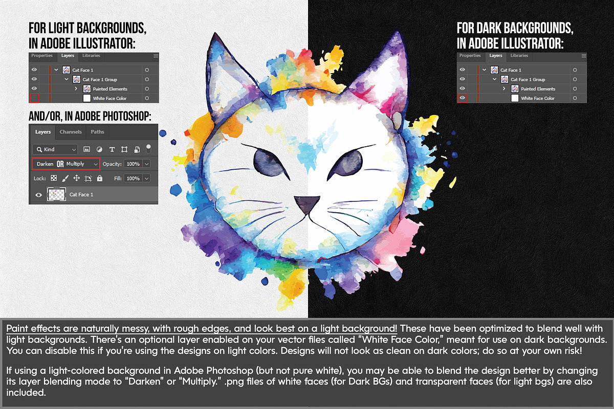 Painted Cat Vector Pack II, an Illustration by Paper Element (Photo 4 of 4)