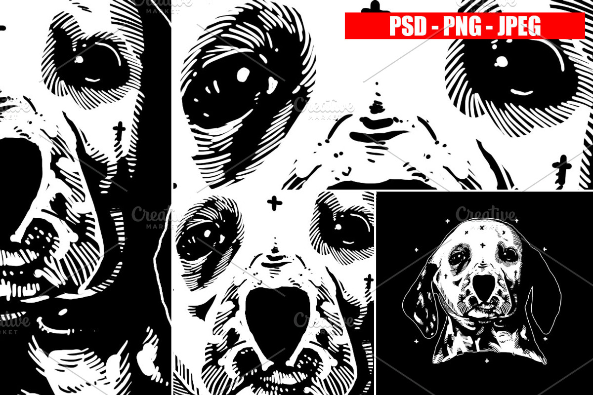 Dogs Collection Black and White Art, an Animal Illustration by Design by sebrodbrick (Photo 13 of 22)
