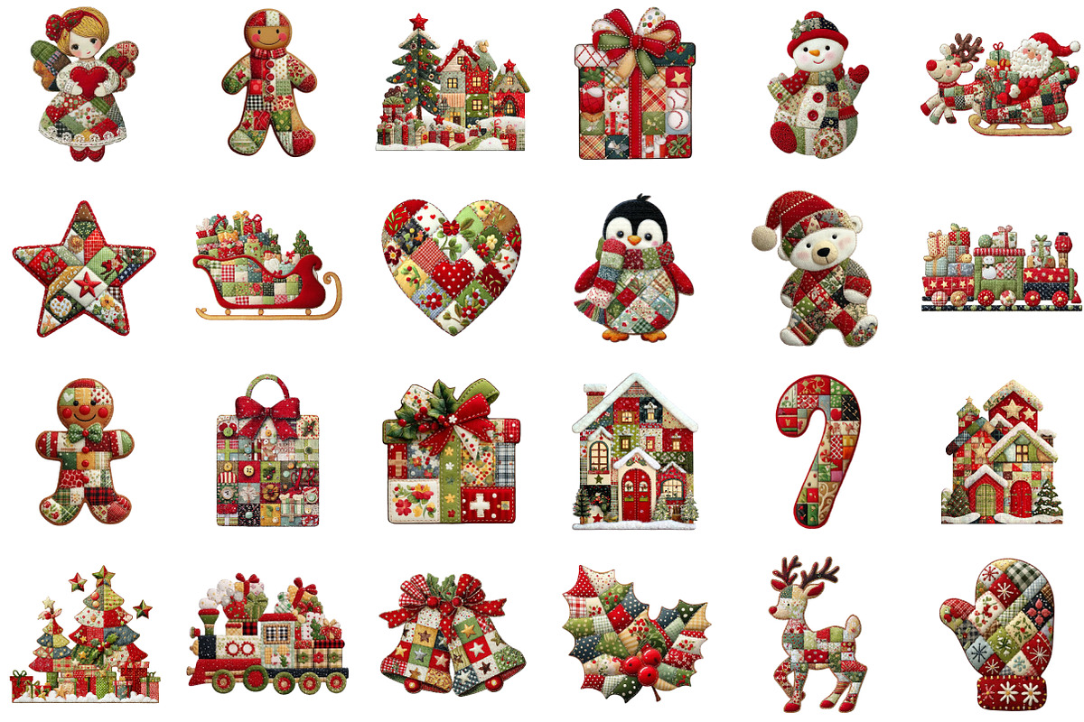Patchwork Christmas Clipart PNG Bund, an Illustration by Sublimation Artist (Photo 2 of 6)
