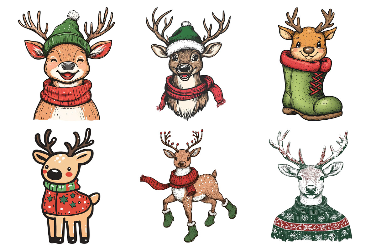 Funny Quirky Christmas Reindeer Clip, an Illustration by Daily.Designs (Photo 5 of 5)