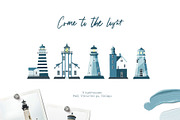 Lighthouses and floral compositions, a Decorative Illustration by ArtPavo (Thumbnail 2 of 5)