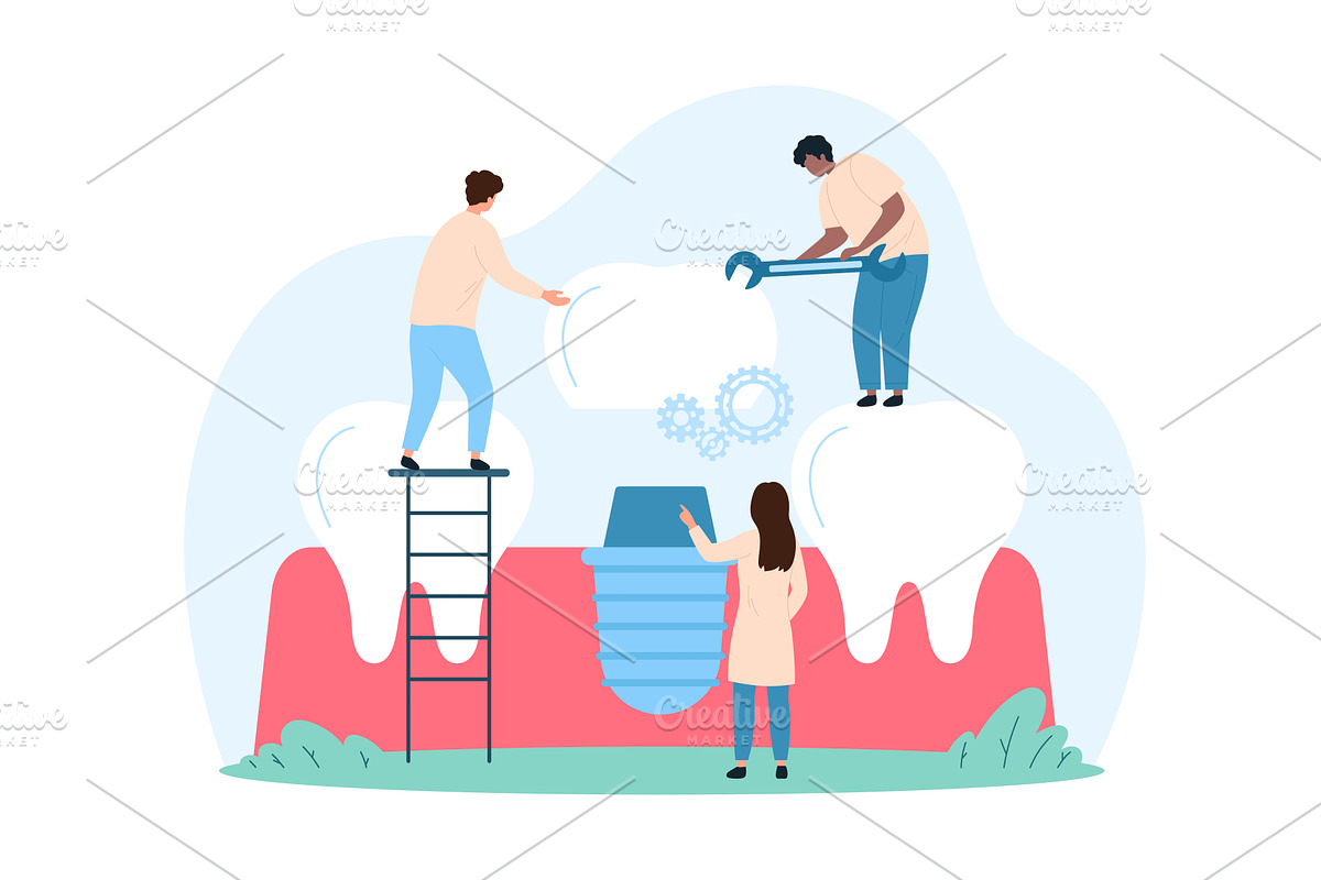 Procedure installing dental implant, a Person Illustration by Flashvector