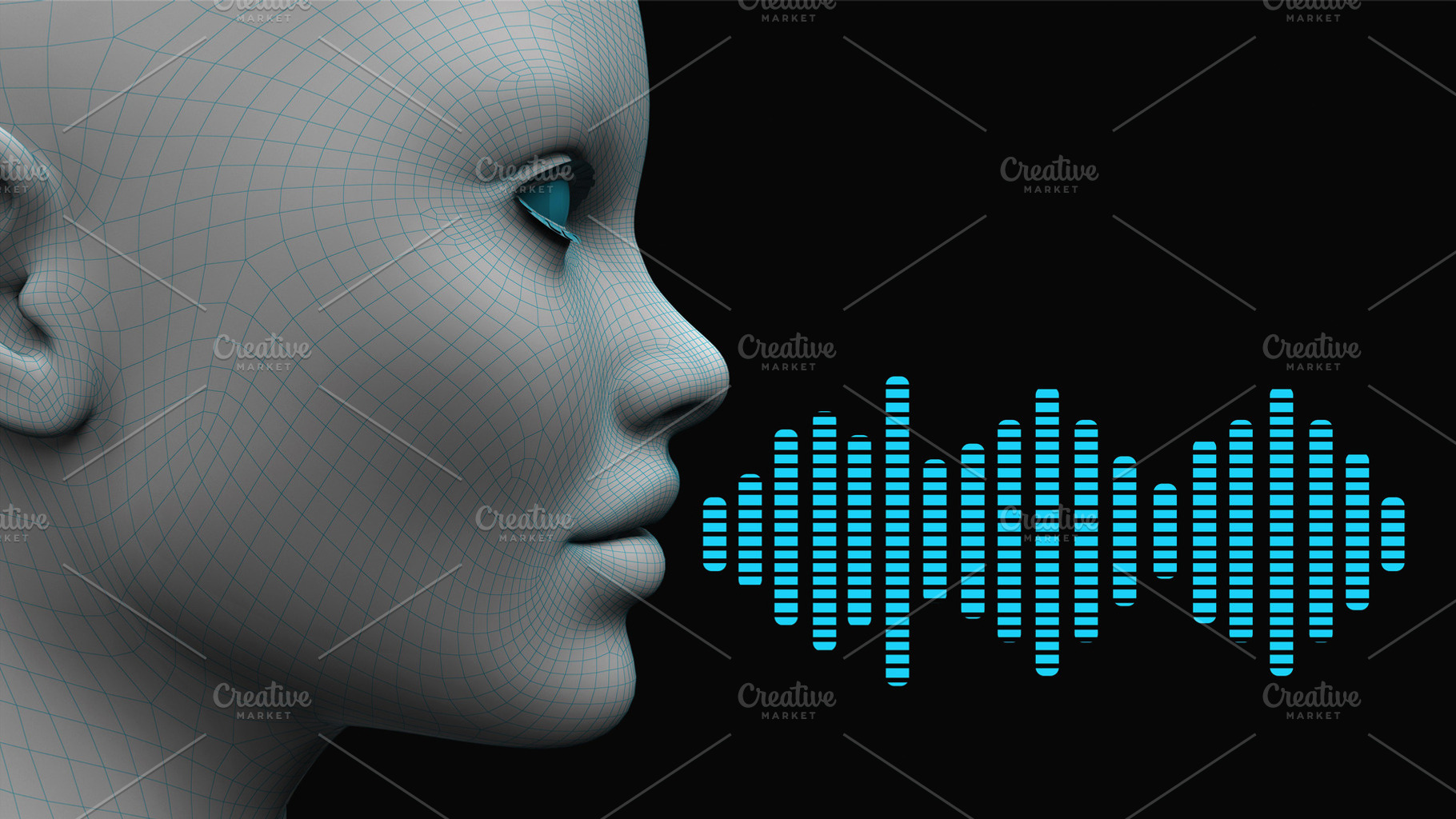 head with speech recognition, a Technology Photo by digibox