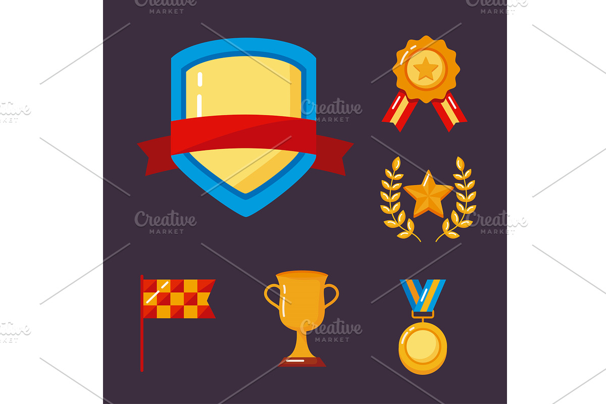 six win awards icons, an Object Illustration by studiogstock