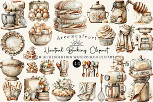 Watercolor Neutral Baking Clipart, an Illustration by DreamCafeArt