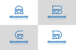 Letter A B C D Fortress Logo Set, a Branding & Logo Template by Pray Art Design Studio