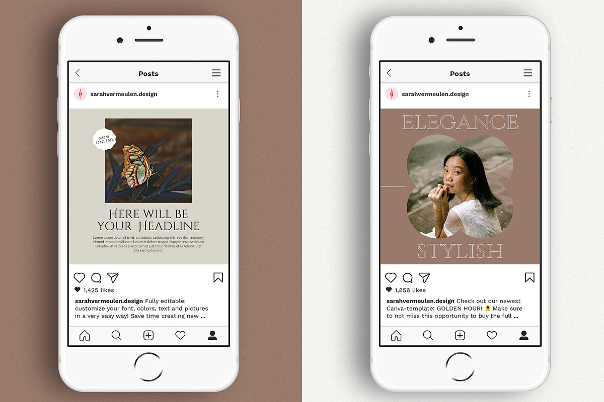 Instagram Social Media CANVA Nude, a Social Media Template by Vermeulen Design Studio (Photo 2 of 6)