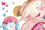 Lovely Knitting Clipart #1, an Object Graphic by Scarlet Island (Thumbnail 3 of 4)