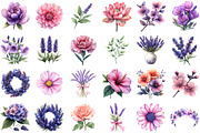 Lavender & Pink Flowers Watercolor, an Illustration by Sublimation Artist (Thumbnail 2 of 6)