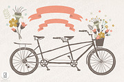 Tandem bicycle flowers wedding card, an Illustration by GrafikBoutique (Thumbnail 2 of 3)