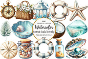 Summer Coastal Serenity Clipart, an Illustration by OK Design (Thumbnail 1 of 5)