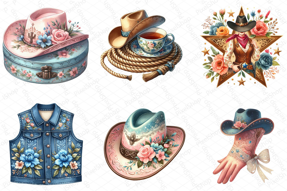 Cute Chinoiserie Cowgirl Sublimation, an Illustration by DreamPrint404 (Photo 5 of 7)