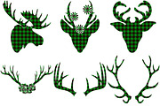 Green Buffalo Plaid Deer/Antlers, an Illustration by FrankiesDaughtersDesign (Thumbnail 2 of 5)