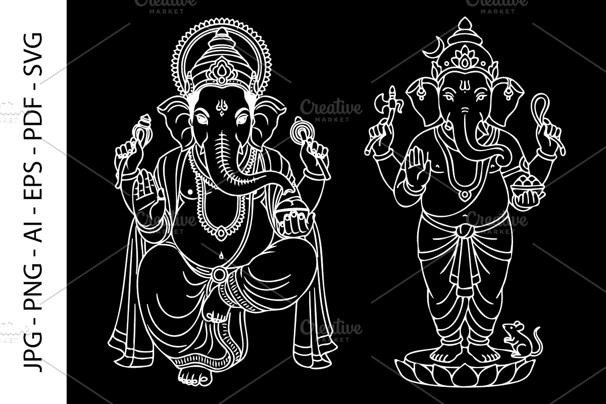 Lord Ganesha Line Art Bundle, an Object Graphic by nandinigraphics (Photo 2 of 7)