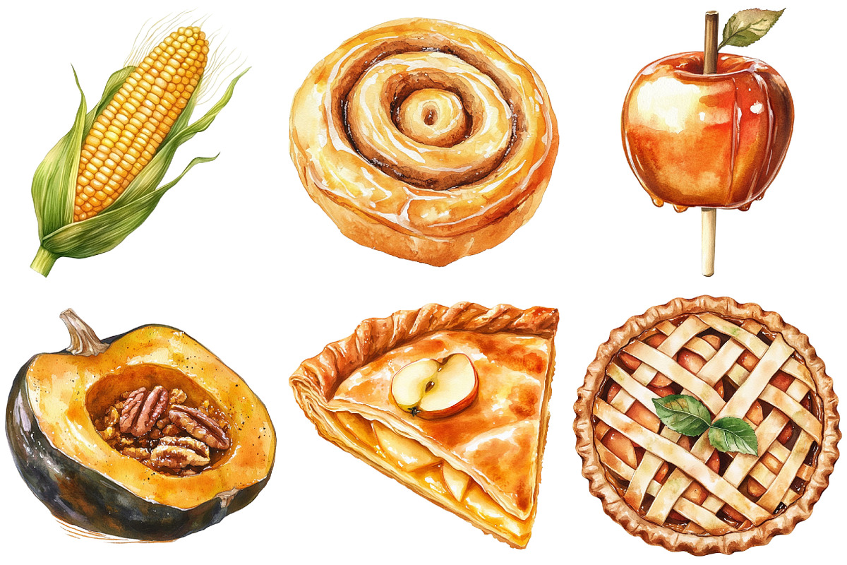 Watercolor Autumn Foods Clipart, an Illustration by Craft Nest (Photo 3 of 6)