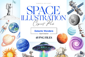 Space Clipart, Astronaut, Planet PNG, a Technology Illustration by BrushstrokeArtGB