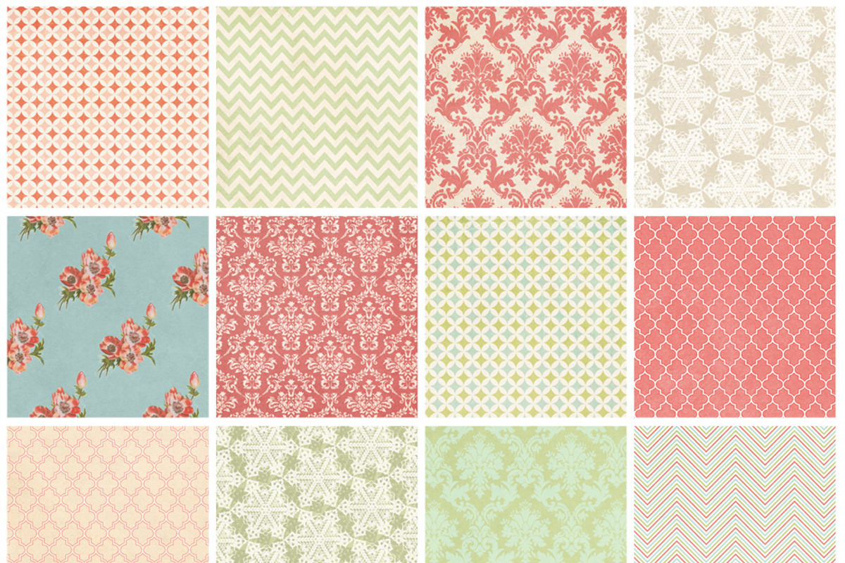 Vintage Retro Holiday Digital papers preview 3