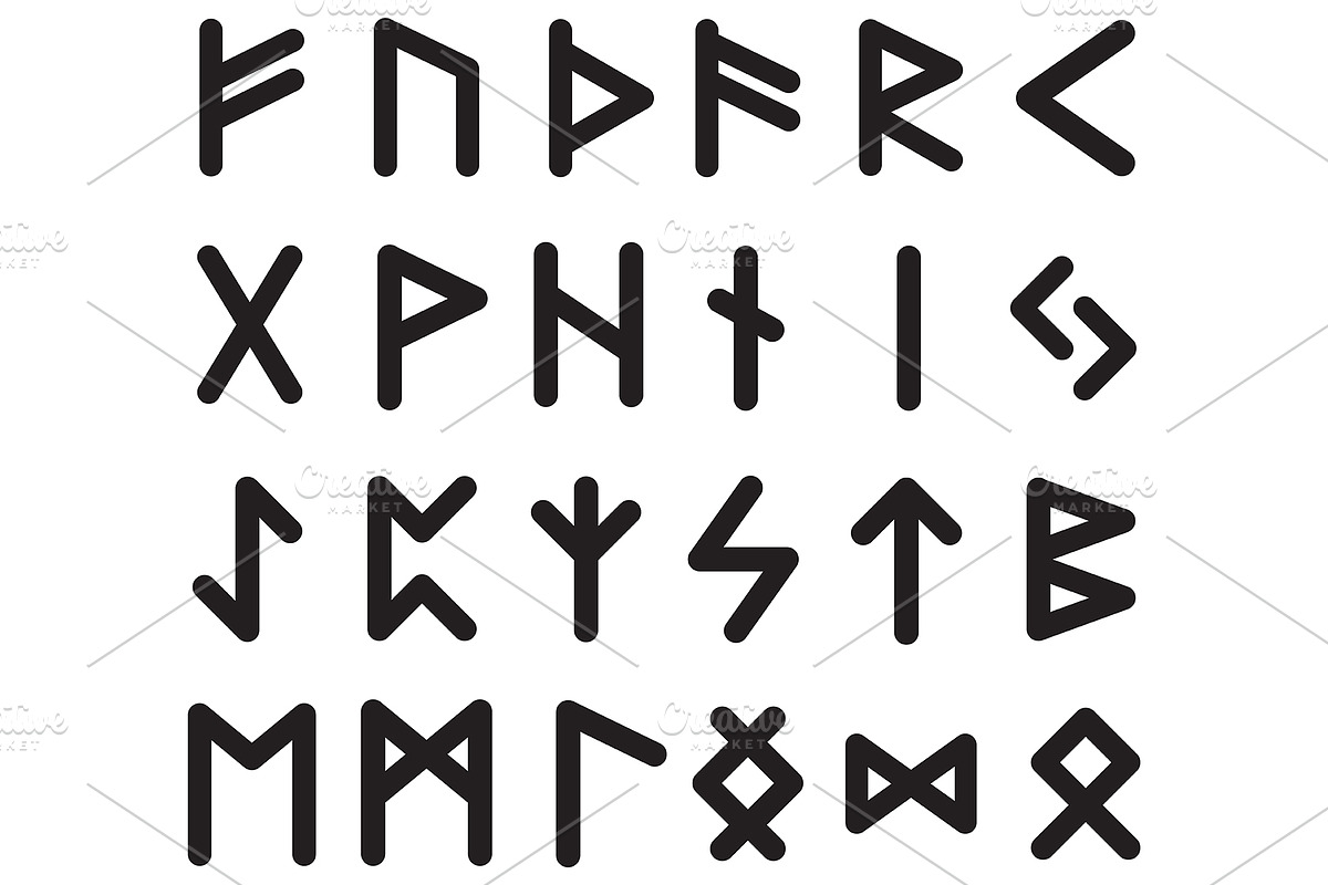 Futhark - 24 Viking Runes Flat Icons, an Outline Icon by DoodleArtDesigns