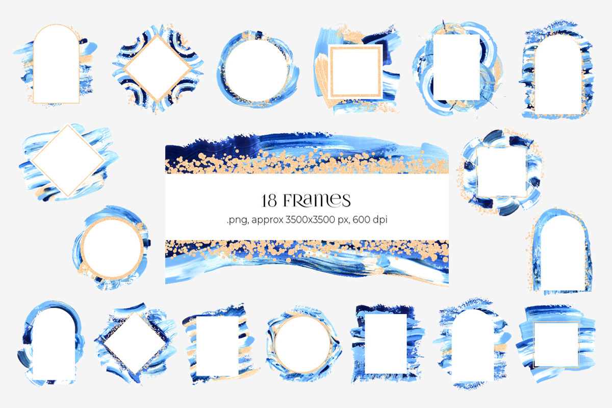 Abstract blue & gold Acrylic smears, an Object Graphic by Julie&Taily (Photo 7 of 21)