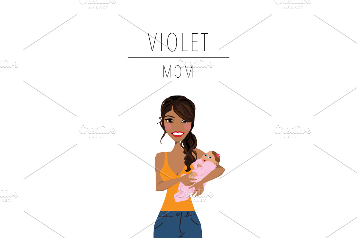 Mom & Baby Portrait Clip Art, a Person Illustration by Lauren Lesley Studio (Photo 29 of 33)