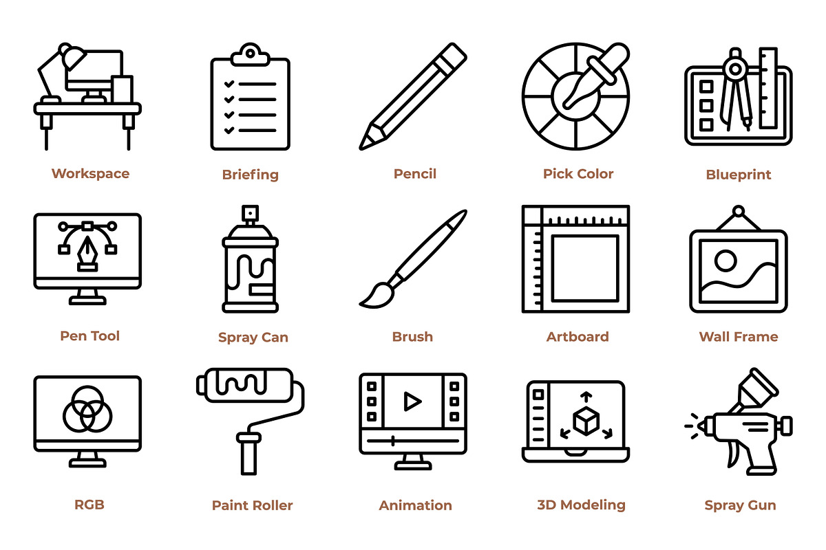 Art and Design Icon Pack, an Outline Icon by Tekuni (Photo 4 of 10)