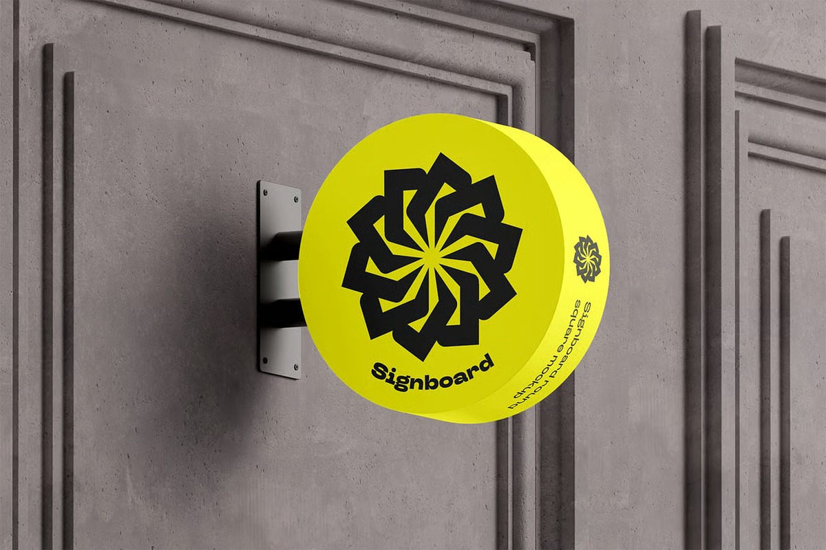 Signboard Round Mock-up, an Advertising Mockup by zippypixelstudio (Photo 8 of 14)