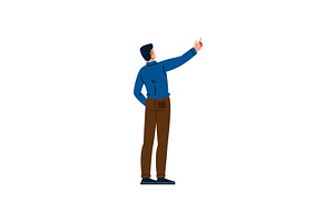 Businessman pointing finger showing, a Person Illustration by pikepicture