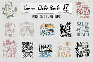 Summer Beach Quotes Bundle, a Photo by Actual Pixel