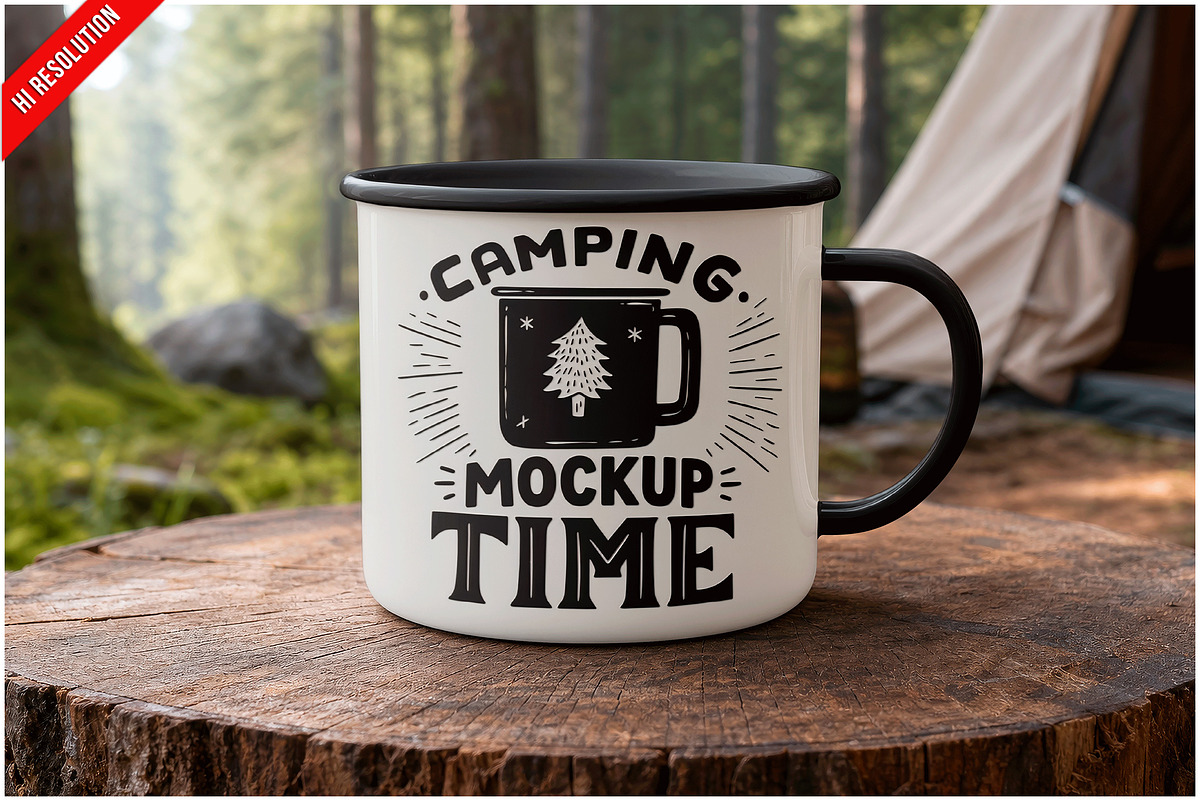 Camping Mug Forest Campsite Mock PSD, a Cups & Container Mockup by Bruno's Shop (Photo 1 of 3)