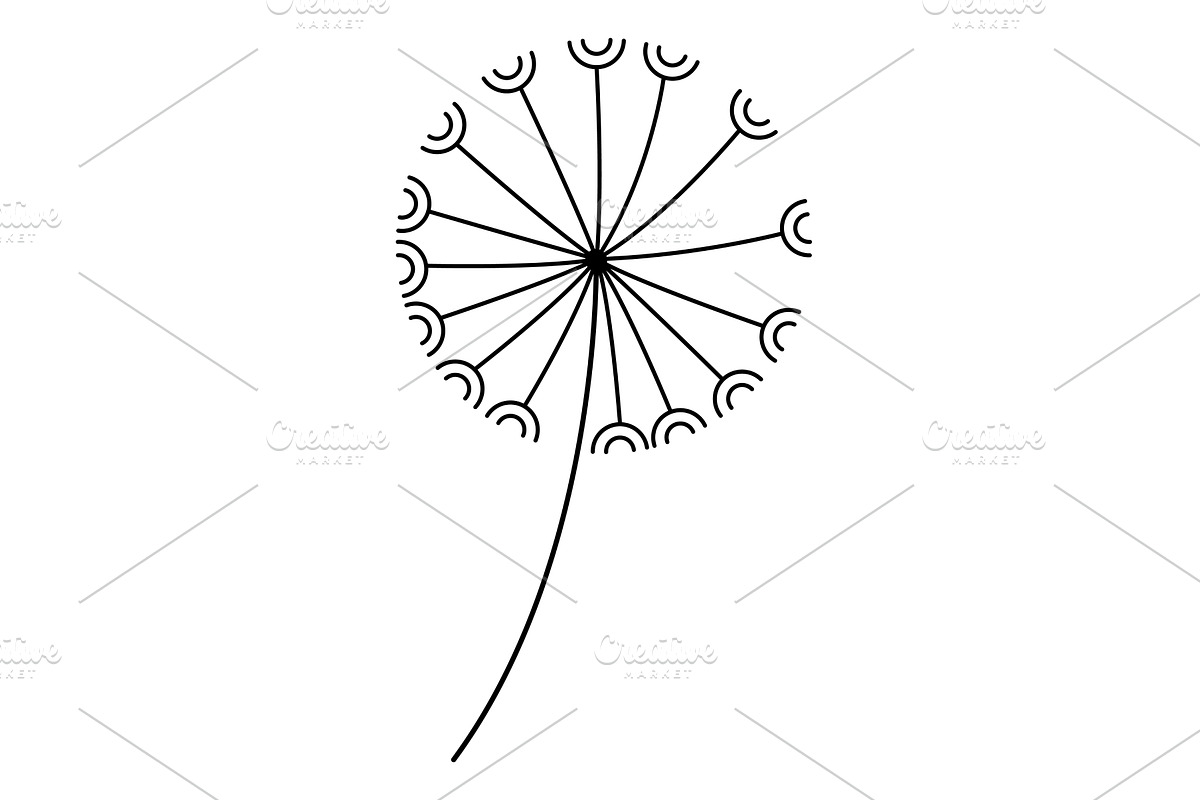 Dandelion flower doodle line, an Object Illustration by Things for designers