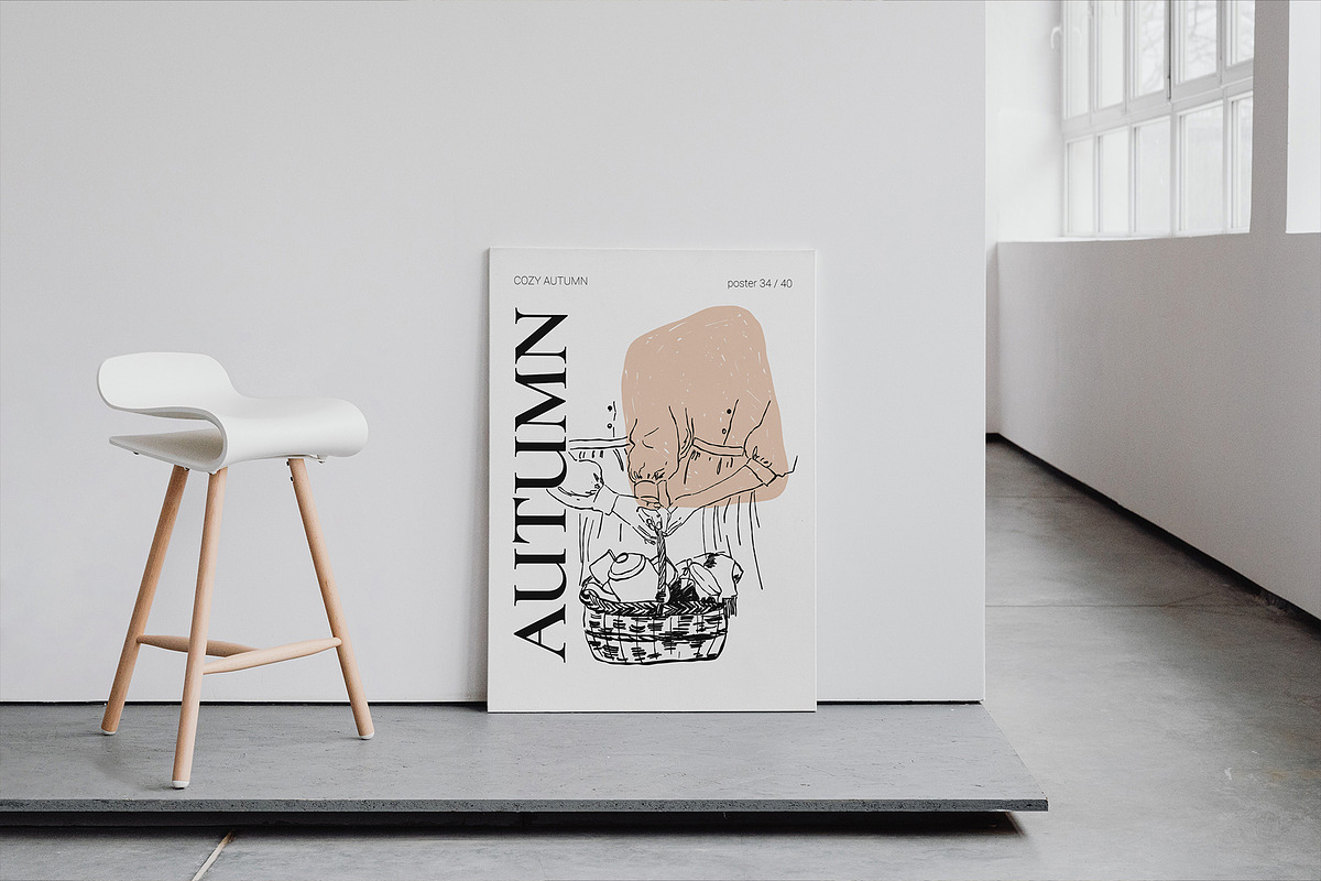 COZY AUTUMN modern posters set, a Seasonal Illustration by Yuliia Lashevska (Photo 2 of 11)