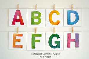 Watercolor Alphabet, Letters