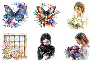 Watercolor Dark Blooms Clipart, an Illustration by Designking (Thumbnail 2 of 5)