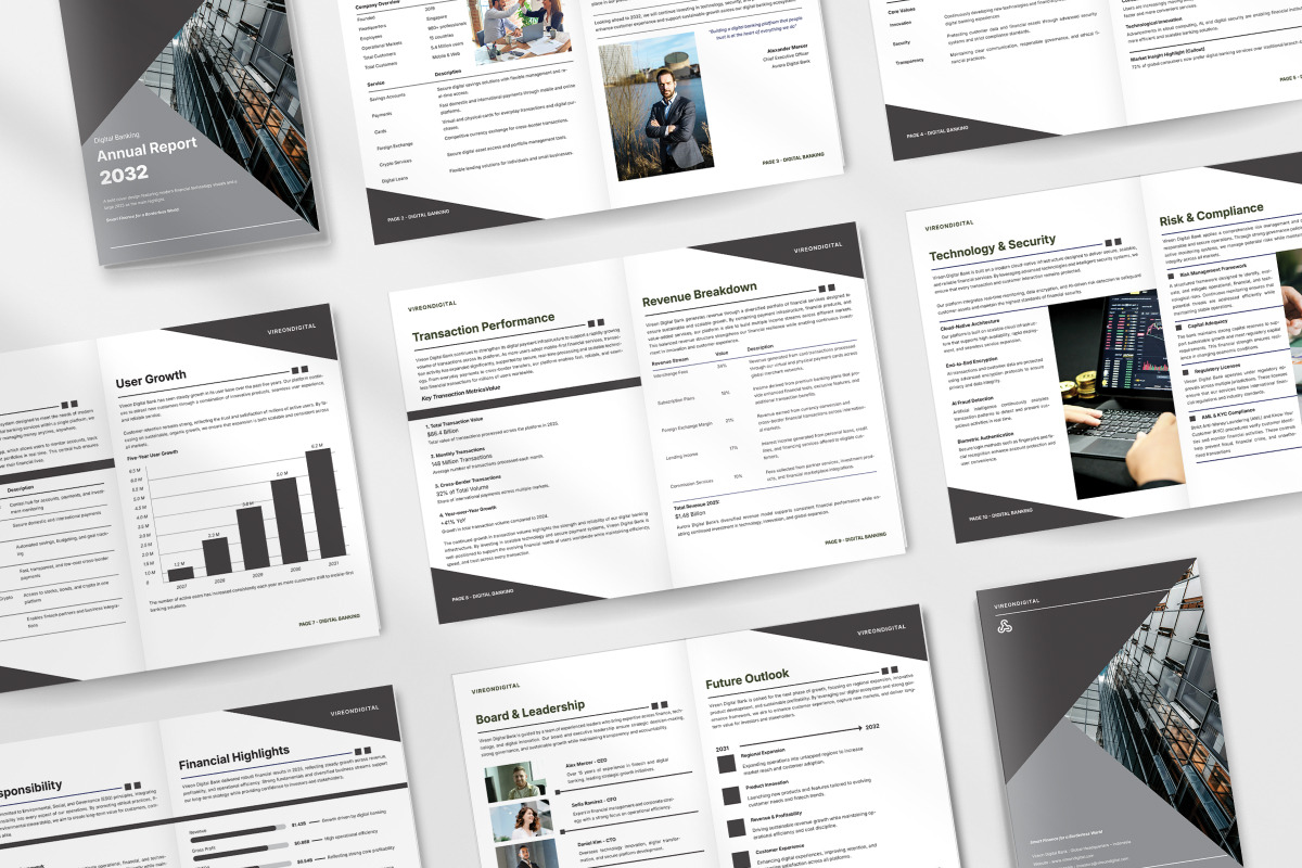 Modern Banking Report Brochure, a Brochure Template by trabaskriya (Photo 6 of 6)