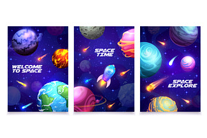 Cartoon Space Posters, Galaxy