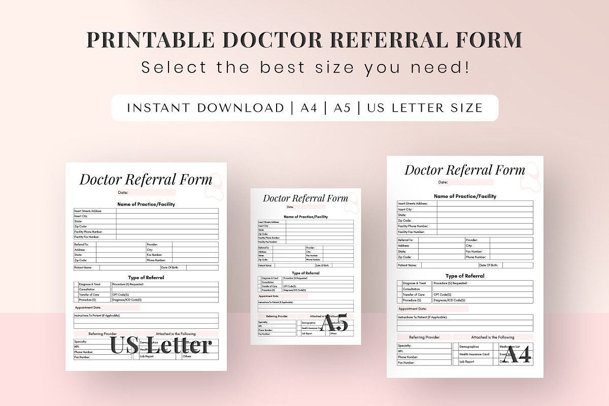Printable Doctor Referral Form, a Print Template by Snapybiz (Photo 2 of 8)