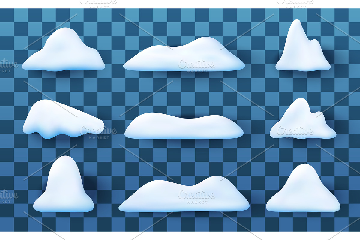 3d snowdrift or snow set for winter, an Object Illustration by Abscent